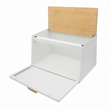 CHLEBAK POJEMNIK NA PIECZYWO Z DREWNIANĄ POKRYWKĄ METAL + DREWNO BAMBUSOWE