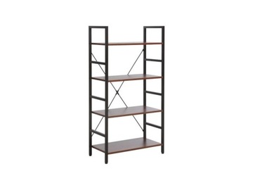 REGAŁ METALOWY NA KSIĄŻKI ozdoby 4 półki LOFT R4 ciemny orzech/czarny