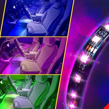 СВЕТОДИОДНАЯ ЛЕНТА ДЛЯ АВТОМОБИЛЕЙ RGB ОСВЕЩЕНИЕ 5050 ДИСТАНЦИОННОЕ ПРИЛОЖЕНИЕ BLUETOOTH