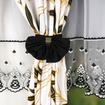 КОМПЛЕКТ ШТОР С ЖЕЛТЫМИ ЛИСТЬЯМИ + ГОТОВАЯ ШТОРА БЕЛЫЙ ГОЛОС 400х160 С ЛЕНТОЙ