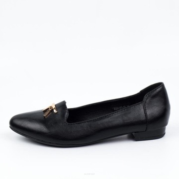 Czarne loafersy, półbuty damskie Jezzi 151-10 r39