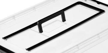 Пластиковый контейнер с крышкой, 40 л, закрывается ручкой.