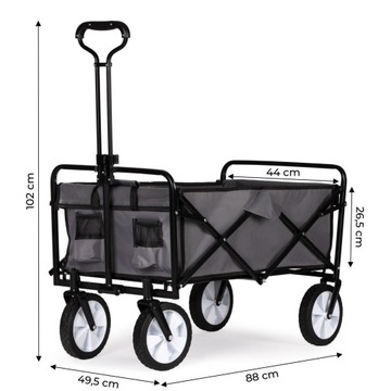 Складная большая тележка для транспортировки в пляжный сад, серая, с усиленным дном