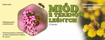 Duża etykieta naklejka na miód z terenów leśnych 1
