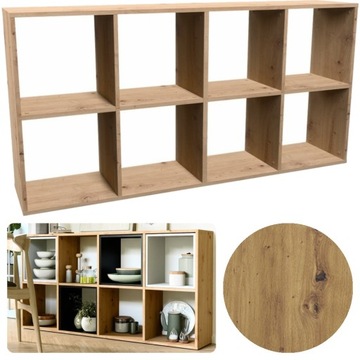 REGAŁ KOMOROWY MALAX 2X4 OTWARTY PÓŁKA NA KSIĄŻKI ZABAWKI DĄB ARTISAN