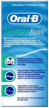 NIĆ DENTYSTYCZNA ORAL-B SUPERFLOSS super floss MAKSYMALNA ŚWIEŻOŚĆ