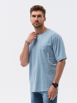 T-shirt męski bawełniany OVERSIZE S1628 nieb XL