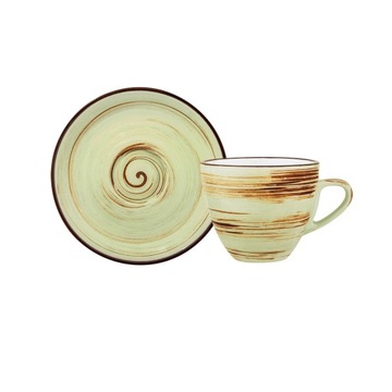 Filiżanka do kawy 190 ml ze spodkiem 14 cm Wilmax PORCELANA PISTACJOWA