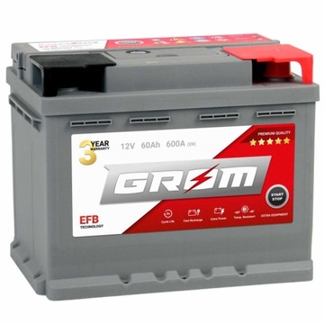 Akumulator 12V 60Ah 600A EFB Grom Premium