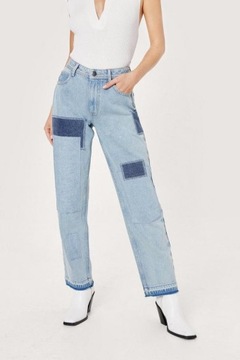 NASTY GAL SPODNIE JEANS ŁATY U2F XXJ__XXS