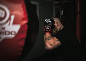 ПЕРЧАТКИ БОКСЕРСКИЕ ГРИППИНГОВЫЕ НА МЕШКЕ, НАТУРАЛЬНАЯ КОЖА BUSHIDO M