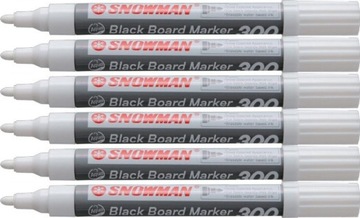 Marker kredowy BIAŁY pisak zmazywalny flamaster Snowman 2-5mm do tablic x 6
