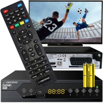 TUNER DEKODER DVB-T2 TV NAZIEMNEJ H.265 HEVC FULL HD USB HDMI PILOT