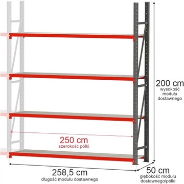Regał METALOWY magazynowy warsztatowy 4 PÓŁKI 200x50 cm 1000KG dostawny