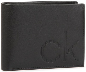 Calvin Klein portfel skórzany czarny miejsce na bilon K50K504833 BDS