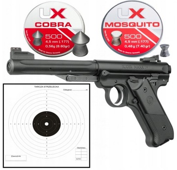 Wiatrówka Pistolet Sprężynowy Ruger 4,5 ZESTAW