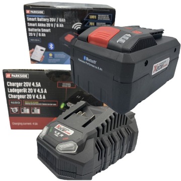 Akumulator Parkside 8Ah 20V SMART + ładowarka 4,5 A MOCNY AKUMULATOR 20V