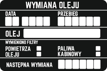 NAKLEJKI SERWISOWE 45szt WYMIANA OLEJU 9 x 6 cm