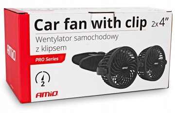 WIATRAK WENTYLATOR SAMOCHODOWY 12V PODWÓJNY KLIPS MOCNY NAWIEW DO AUTA