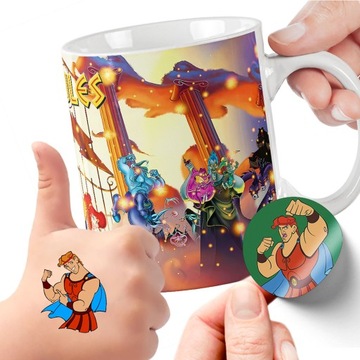 ZESTAW NA PREZENT KUBEK DLA DZIECI TATUAŻE NAKLEJKI HERKULES HERCULES