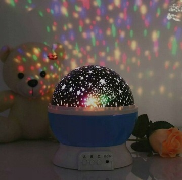 LAMPKA NOCNA PROJEKTOR GWIAZD NIEBA OBROTOWA 2w1
