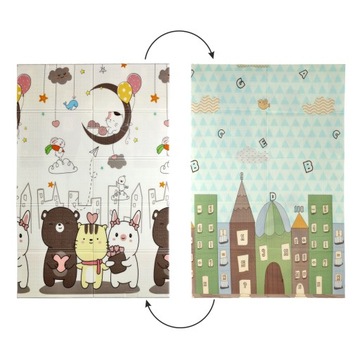 КОВР ДВУХСТОРОННИЙ ОБРАЗОВАТЕЛЬНЫЙ КОВРИК ПЕННЫЙ ДЛЯ ДЕТЕЙ XPE 120х180 СКЛАДНОЙ