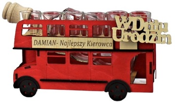 Autobus z Grawerem Twój Tekst Karafka z Kieliszkami Zawieszka Gratis