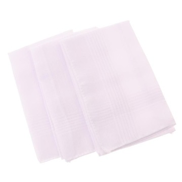 3 шт. Мужской белый хлопковый носовой платок классический Hankies Square.