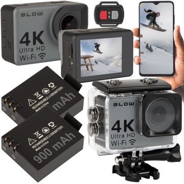 KAMERA SPORTOWA GO Pro4U 4K WIFI USB MIKROFON WODOODPORNA 2X AKUMULATOR