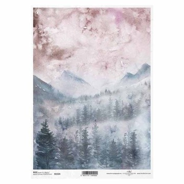 PAPIER RYŻOWY do decoupage R1524 zimowy kolaż góry