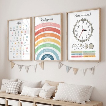 3 X PLAKAT EDUKACYJNY MONTESSORI DO NAUKI SZKOŁA WZORY DO WYBORU 30X40 cm