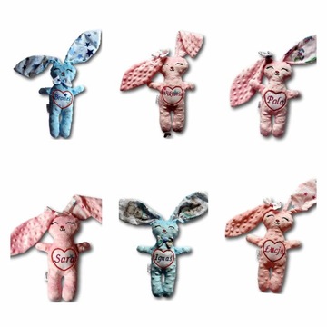 Талисман с именем кролика, имя кролика, вышивка, подарок, сердце для детского душа