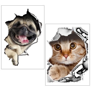 2 шт. НАКЛЕЙКИ ДЛЯ ОТДЕЛЕНИЯ СТЕНЫ 3D КЛЕЙНАЯ НАКЛЕЙКА ДЛЯ КОШКИ И СОБАКИ