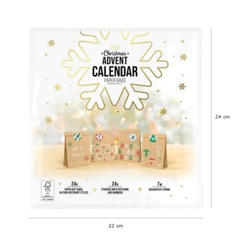 АДВЕНТ-КАЛЕНДАРЬ DIY СУМКИ ИЗ КРАФТ-БУМАГИ РОЖДЕСТВЕНСКИЙ ПОДАРОК ​​24шт.