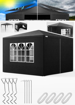 ПАВИЛЬОН КОММЕРЧЕСКИЙ САДОВЫЙ ТЕНТ 300 СМ x 300 СМ + 4 ОКНА ПО БОКОВЫМ СТЕНАМ
