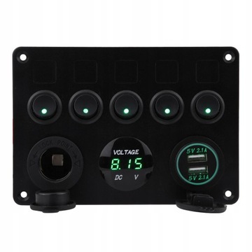 5 Gang Panel przełączników USB 12-24V