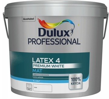 DULUX PROFESSIONAL LATEX 4 FARBA BIAŁA MAT 9L