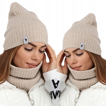 CZAPKA SMERFETKA BEANIE LEKKA POLSKA BEŻOWY 2427