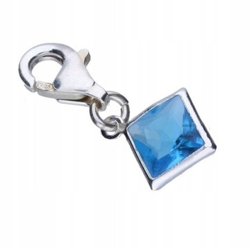 СЕРЕБРЯНЫЙ КУЛОН-ШАРМ, СИНИЙ КРИСТАЛЛ