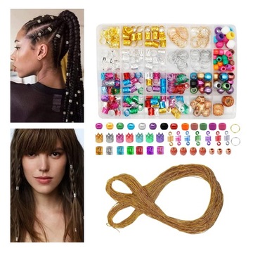 238 шт. дреды, бусины, косички для волос, кольца, дреды, упаковка OPP + веревка