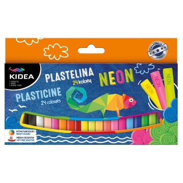 KIDEA ŚWIEŻA PLASTELINA SZKOLNA NEONOWA 24 kolory