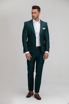Zielone spodnie męskie LEONARDO wełna 100%