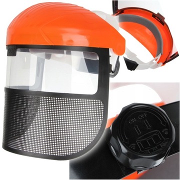 MASKA OSŁONA TWARZY SIATKA + SZYBA PCV PRZYŁBICA DO KOSZENIA PIŁA KOSA