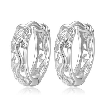 Серебряные СЕРЬГИ-ОБРУЦА ДРАКОН, сталь 316L, цвета