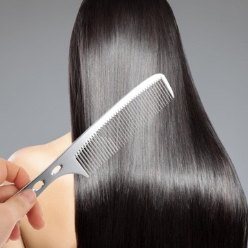 Металлическая парикмахерская расческа с вьющимися волосами, нержавеющая сталь.