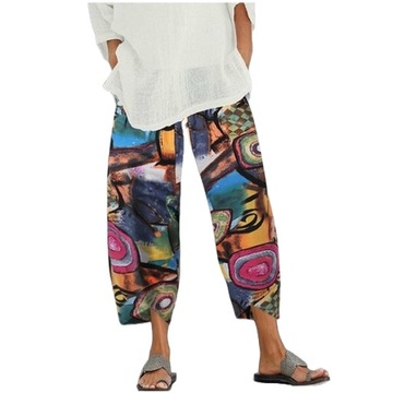 SPODNIE DAXLSKIE LNIANE LUŹNE SZEROKA NOGAWKA, 5XL