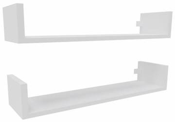 Półka wisząca ścienna do salonu zestaw 2 półek na książki 2x80 cm biała mat