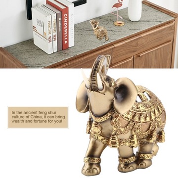 Szczęście Feng Shui Złoty Słoń Statua Rzeźba