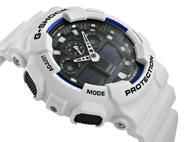 Zegarek męski CASIO G-SHOCK GA-100B-7AER Biały pasek Młodzieżowy LED + BOX