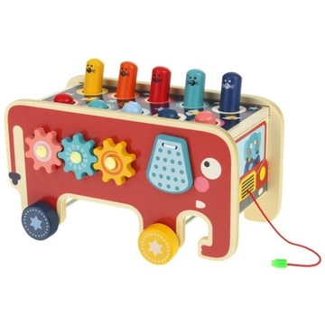 ДЕРЕВЯННЫЙ КУБ СЛОНА, МОЛОТОК МОНТЕССОРИ, ИГРУШКА ЗИ-11